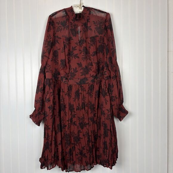 torrid Dresses & Skirts - Torrid Mini Dress Womens Sz 3 Turtleneck Crinkle Pleated Floral Boho Whimsigoth